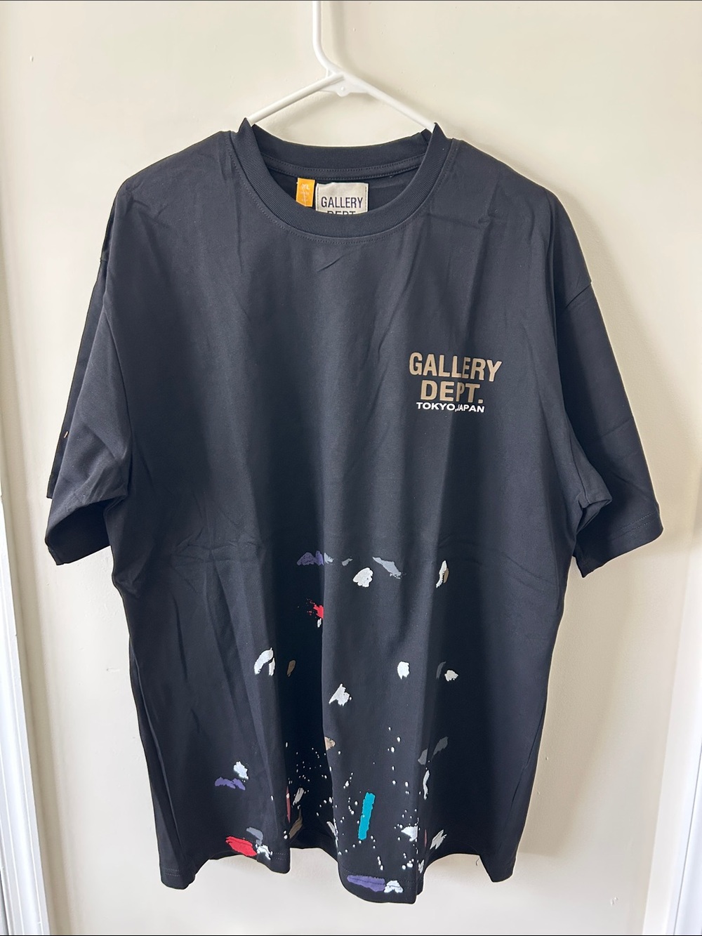 Gallery Dept Black Short-Sleeve Logo Tee with Paint Splatter